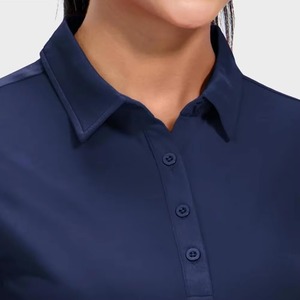 เสื้อโปโลผู้หญิงคุณภาพสูง ผ้าฝ้าย 100% คอวี แขนสั้น แบบเรียบ สวมใส่สบาย สไตล์ลำลอง แบรนด์ส่วนตัว - Product Image 4
