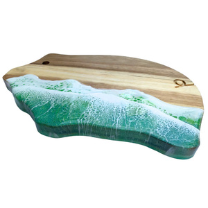 Planche à découper rectangulaire en bois époxy motif océan, écologique, non toxique, anti-moisissure, anti-bactérienne, antidérapante, vietnamienne - Product Image 6