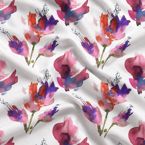 Aura Organic Combed Lightweight Soft Floral Watercolor Poplin Fabric with Abstract Petals Digital Print for Bags - Product Image 1