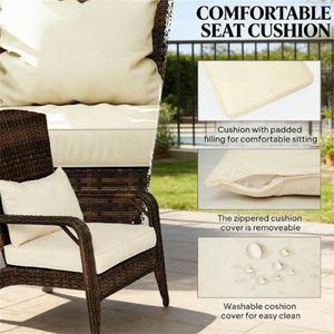 Silla de Terraza Color Crema con Respaldo para Jardín - Product Image 2