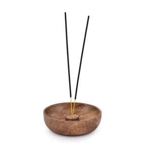 Support à encens en bois de manguier naturel, peint à la main motif tournesol, avec cendrier pour bâtonnets d'encens, pour la maison et le spa - Product Image 2