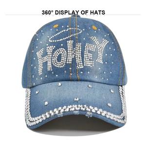 Casquettes de baseball structurées en coton à 6 panneaux personnalisées avec strass, casquettes d'extérieur, casquettes de camionneur avec patch brodé tissé - Product Image 3