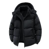 Veste matelassée à capuche bleu clair avec col en velours côtelé, fermeture éclair, hiver, décontractée, unisexe, épaisse, rembourrage en polyester