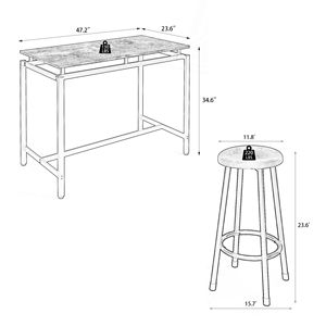 5 Piece <b>Kitchen</b> Counter Height Dining Room <b>Table</b> Set Including <b>Bar</b> <b>Table</b> and 4 Stools - Product Image 6