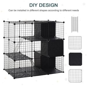 Recinto per Animali Domestici Fai-da-Te con Motivo Solido, Recinzione per Piccoli Animali con Porta e Ripiano Portaoggetti, Gabbia in Plastica per Gattini e Coniglietti, per Uso in Soggiorno - Product Image 4