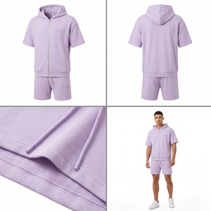 High Quality Cotton Summer Tracksuit <b>Mens</b> Casual O Neck <b>Short</b> Sleeve <b>Top</b> Drawstring Sweat <b>Shorts</b> <b>Set</b> Custom Brand Clothing - Product Image 5