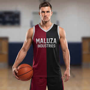 เสื้อบาสเก็ตบอล Maluza แบบสกรีนโลโก้ตามสั่ง แขนกุด ผ้าโพลีเอสเตอร์ตาข่าย ระบายอากาศ แห้งเร็ว ซับเหงื่อ สำหรับผู้ใหญ่ - Product Image 4