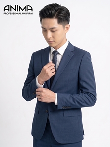Premium Royal Navy Blue Men’s Wrinkle-Resistant Business Suit Elegant Executive Office <b>Blazer</b> and Trousers <b>Set</b> - Product Image 5