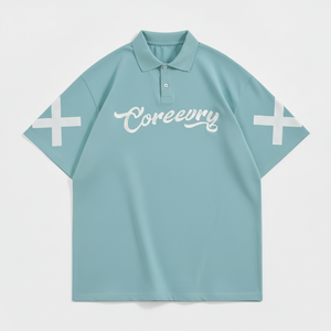 Polo en coton uni pour homme, respirant, décontracté, à manches courtes, avec logo brodé sur le devant, polo tendance pour tous les jours - Product Image 1