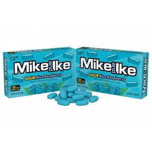 Premium Mike and Ike Blue Raspberry Sour Then Sweet <b>Candy</b> 4.25oz 120g Theater Box 12 Pack Case Chewy Fruit <b>Candy</b> Wholesale Bulk - Product Image 1