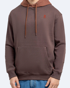 Sweat-shirt à capuche marron pour homme, coupe classique, en coton French Terry, décontracté, avec poche kangourou et logo sur le devant - Product Image 3