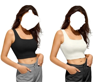 Meilleure vente estivale : Débardeur à fines bretelles pour femmes, coupe ajustée, style crop top, pour adolescentes et femmes, de haute qualité, basique mais au look élégant - Product Image 6
