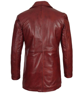 Hot Selling Black Maroon <b>Long</b> Genuine <b>Leather</b> Motorcycle <b>Jacket</b> Stylish Durable Premium Quality Casual Men's Autumn Front Logo - Product Image 6