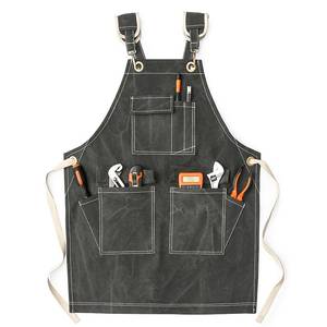 Delantal de barman estilo vintage de lona con logotipo personalizado, correas de cuero ajustables, uniforme de trabajo de lona resistente para cervecería, bodega, bar. - Product Image 3