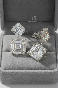 Asscher Cut Diamond Drop <b>Earrings</b> in Solid White <b>Gold</b> Lab Grown Diamond <b>Dangle</b> <b>Earrings</b> Fine Elegant Jewelry Gift for Women - Product Image 3