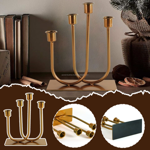 Bougeoir élégant en fer doré avec style vintage pour l'éclairage de la décoration intérieure - Product Image 5