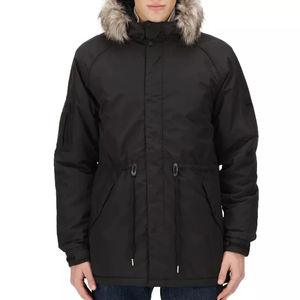 Global Industry <b>Men's</b> Black Windproof Puffer Jacket Casual <b>Winter</b> <b>Coat</b> Hooded Zipper Closure Regular Fit Polyester Filling Fur - Product Image 1