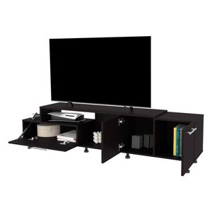 Wengue Open Storage Entertainment Center with 2 <b>Side</b> Cabinets for Living Room - Product Image 5