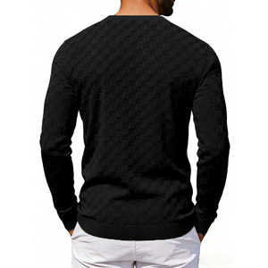 Pull à col rond pour homme en tricot 100% coton, impression sérigraphique, coupe classique, vêtements décontractés pour l'hiver - Product Image 2