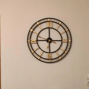 Stylish Black Frame <b>Wall</b> <b>Clock</b> With Gold Roman Numbers Ideal For Office Cabin And Home Workspace <b>Decor</b> Wholesupply From India - Product Image 3