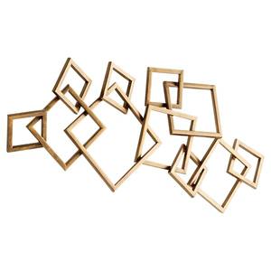 Arte de pared cuadrado entrelazado de latón con acabado dorado premium, adecuado para sala de estar, recepción de hotel y comedor. - Product Image 4