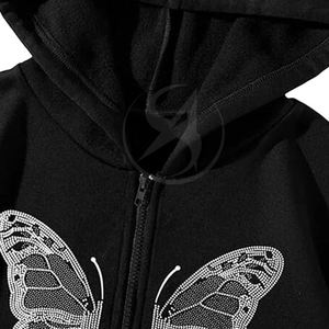 Sweat-shirts en molleton pour homme en coton et polyester mélangés, avec strass, respirants, coupe-vent, haute qualité, service OEM - Product Image 5