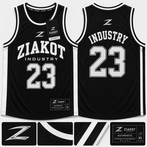 Maillot de basketball rétro personnalisé noir et blanc respirant avec nom d'équipe sur le devant, 100 % polyester, le plus vendu en gros directement de l'industrie - Product Image 1