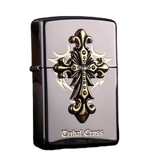 Briquet de poche rechargeable en métal doré de luxe avec un design floral baroque en relief, briquet vintage à clapet pour cadeau - Product Image 4