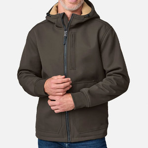 เสื้อแจ็คเก็ตผู้ชายแบบมีฮู้ด ผ้า softshell ปิดซิป สไตล์ลำลอง ใส่ได้ในฤดูใบไม้ร่วง ผลิตจากโพลีเอสเตอร์บุด้วยผ้าเชอร์ปา กันลม - Product Image 1