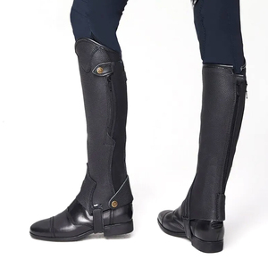 OEM Custom Genuine Leather <b>Half</b> <b>Chaps</b> Cowhide Equestrian Riding Gaiters Durable Unisex Horse Gear B2B LHC-0039 - Product Image 5
