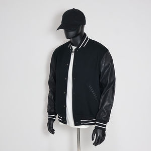 Blousons universitaires en chenille brodée avec manches en cuir, personnalisables, style Letterman, pour le baseball universitaire, streetwear unisexe, vente en gros, devant - Product Image 2
