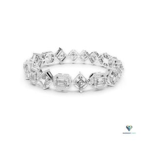 12.04 CT White <b>Gold</b> Emerald Cut Lab Grown Diamond Link Bracelet in 14K <b>Solid</b> <b>Gold</b>, Square Emerald Halo Statement Bracelet - Product Image 4
