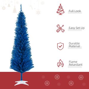 6FT Blue Pencil Christmas <b>Tree</b> with 390 Realistic <b>Branch</b> Tips and Plastic Stand Decorated Christmas <b>Tree</b> - Product Image 4