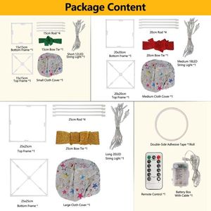 Set of 3 Lighted Christmas Gift <b>Boxes</b> 50 LED Christmas Box Decorations Ribbon Bows IP44 Waterproof for Xmas <b>Present</b> Ornament - Product Image 6