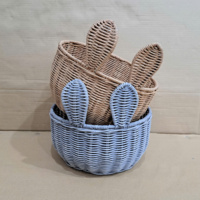 Paniers de Pâques colorés petits et grands paniers de rangement tissés en rotin de bambou pour oeufs fruits bonbons gâteau artisanat en osier artisanal