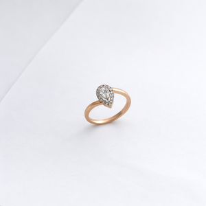 Bague Namivaa Vmg122 en or rose 14 carats avec diamant taille poire et halo, élégante bague solitaire pour femme, idéale pour mariage ou promesse, bijou fin poli miroir, cadeau - Product Image 2