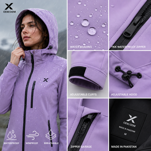 Chaqueta Deportiva Impermeable con Capucha para Mujer, Marca X Sports City, Cortavientos, con Cierre de Cremallera, Color Sólido, para Actividades al Aire Libre - Product Image 4