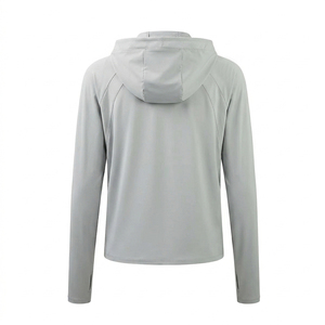 Chaqueta de protección solar con capucha y manga larga para mujer, ligera, transpirable, anti-UV, para exteriores, color gris - Product Image 3