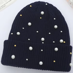 Gorro de Invierno Unisex para Adultos, de Acrílico, con Pedrería y Bordado a Mano, Forro Polar Grueso, Estilo Moderno - Product Image 3