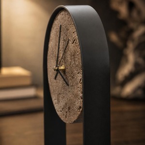 Minimalist Metal Marble Desk <b>Clock</b> Circular Brass Frame Silent Quartz Movement Needle Display - Product Image 4