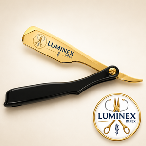 Navaja de Afeitar Recta Vintage Luminex Impex con Mango de Concha de Abulón y Acero al Carbono, Lista para Usar en Barberías y Salones - Product Image 4