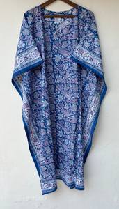 Robe longue maxi en coton fleuri indien, kaftan, vêtements de plage, vêtements de nuit, paréo pour femmes - Product Image 2