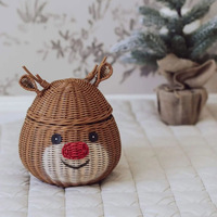 Bon prix, rennes en rotin naturel pour décorations de Noël, décorations de fêtes de Noël en extérieur.