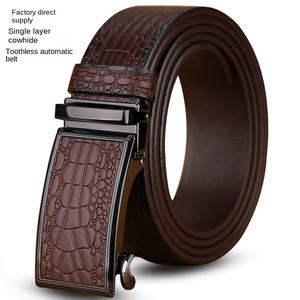 Cinturón de Negocios de Cuero Genuino de Vaca para Hombre al por Mayor, Diseño de Piel de Cocodrilo de Capa Superior con Hebilla Automática sin Dientes 2026 - Product Image 4