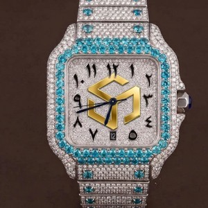 Montre-bracelet analogique polygonale de luxe pour homme, style Hip Hop, avec diamants Moissanite et quartz - Product Image 5