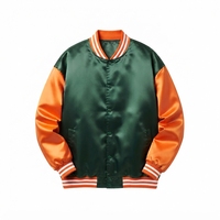 Blouson Bomber en Satin Bicolore Personnalisé, Coupe-Vent Décontracté à Boutons, Style Rétro Universitaire, Grande Taille, OEM