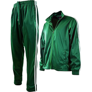 Conjunto Deportivo Verde, Chaqueta con Cierre Completo, Pantalones a Juego, Bolsillos Laterales, Cintura Elástica, Estilo Deportivo, Unisex, Ropa de Otoño para Adultos - Product Image 2