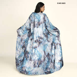 Abaya tipo cárdigan de satén suave de primera calidad, larga, elegante, ligera, a la moda, formal, disponible para la venta. - Product Image 5