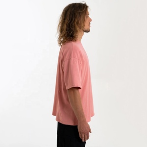T-shirt unisexe décontracté à épaules tombantes en coton épais uni coupe ample vente en gros - Product Image 3