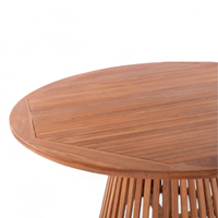 Table de salle à manger antique, finition naturelle, ronde, avec structure en teck, pour la décoration de la maison